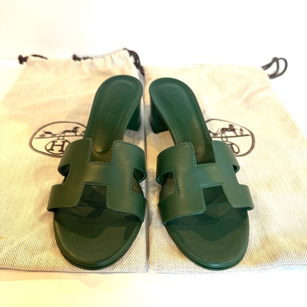 HERMES Epsom Oasis Sandals Vert Cactus New Size EU 36/USA 6